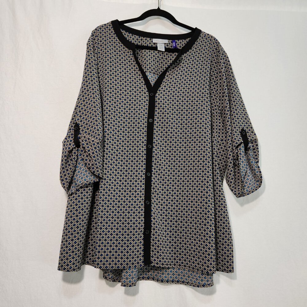 Catherines Multicolor Geometric Full Button Down … - image 3